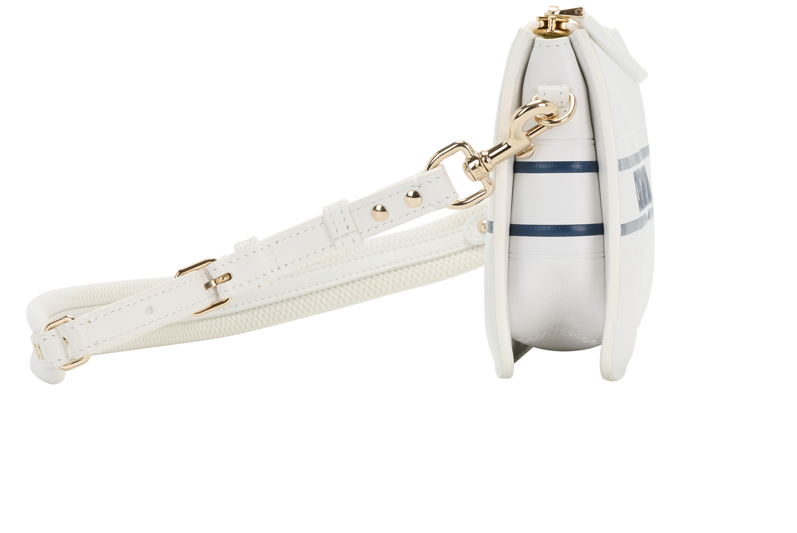 Vibe Pouch, &pound;950, Handbags, Blue/White, Leather, Side view